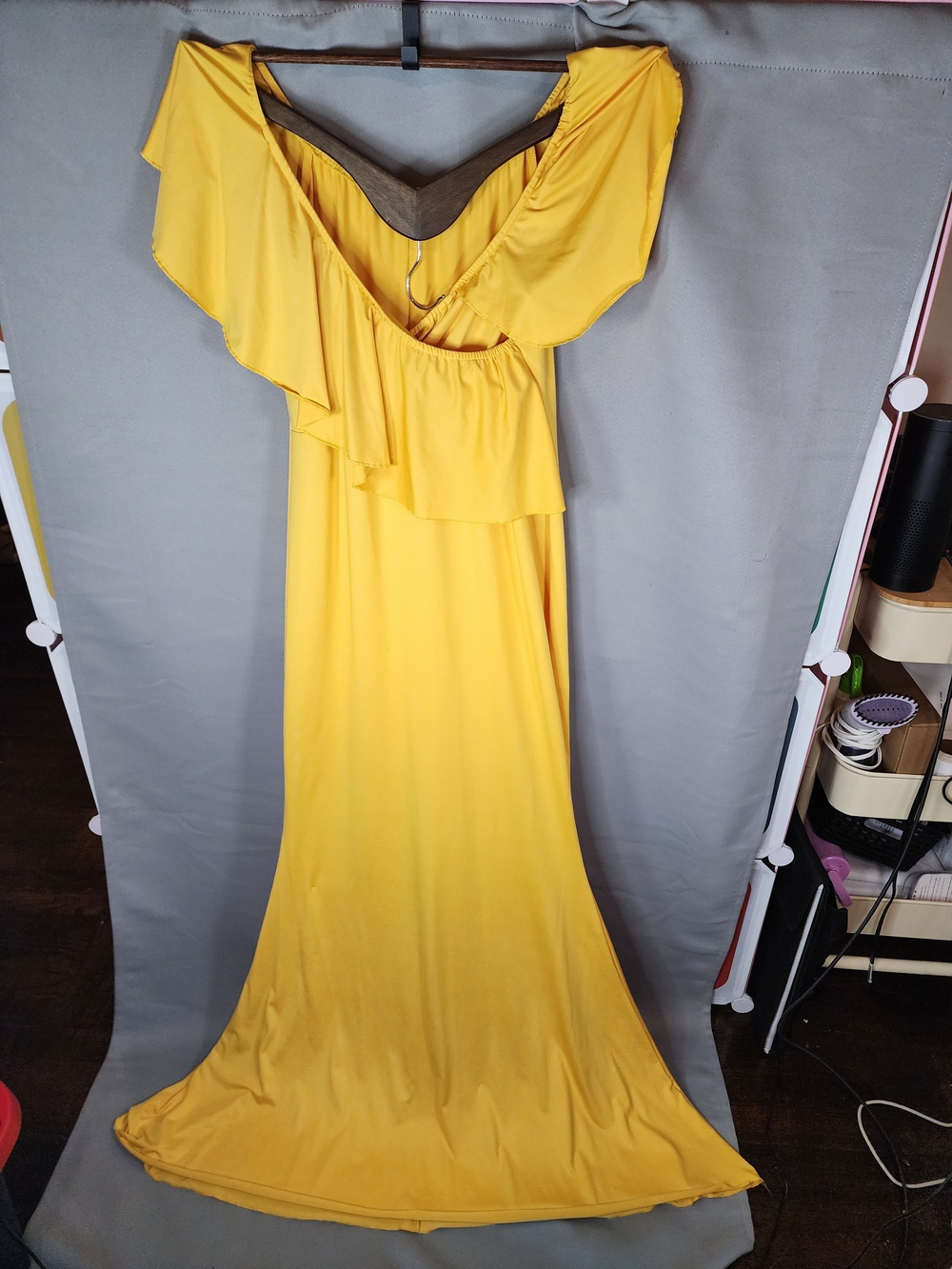 Molliya Yellow Off-Shoulder Ruffle Maxi Dress